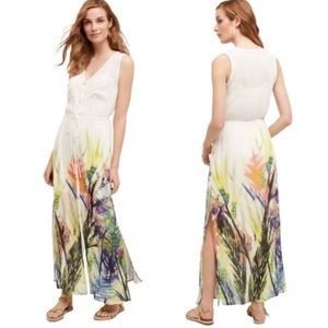 Anthropologie Mermaid Water-Garden Print Maxi Dress